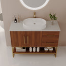 36' Modern Bathroom Vanity with Ceramic Vessel Sink, Gold Accent Free Standing Cabinet