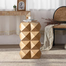 23.62'Height Three-dimensional Embossed  Pattern Design Retro Side Table,Retro Wooden Nightstand