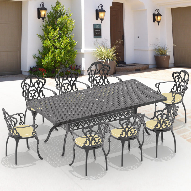 9-Piece Set Of Cast Aluminum Patio Furniture With Off-white Seat Cushions(same as W1710S00612)