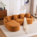 Boneless L-Shape Sectional Sofa with Curved Chaise,Orange Modular Chenille Compression Couch,30D High-Density Foam,Minimalist Modular Couches Sleeper for Living Room Bedroom Apartment Lounge.