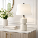 24.5' Modern Farmhouse Ivory Resin Table Lamp with 3-Way Dimmable for Bedroom, Living Room, Bedside, Desk Nightstand