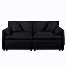 Modern Oversized Chenille Loveseat Sofa, Comfy Deep Seat 2-Seater for Living Room, Bedroom, Office, Black