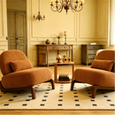 Cute Accent Chair with Solid Wood Legs, Living Room Chair with Soft fabric Cushion, Cozy Bedroom Chair, Comfy Armless Reading Chair for Apartment, Waiting Room, Balcony,Set of 2 (Caramel)
