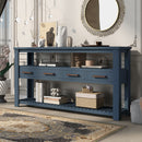 U_STYLE 61.5''Large Entryway Table with 4 Drawers,Painted Console Table with 3-Tier Open Shelves and Metal Handles,Versatile Hallway Sofa Table for Living Room, Bedroom, Foyer and Kitchen