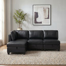 Flexible PU Modular Sofa , Convertible Shapes, Storage & Sleeper Function for Living Room-4seats