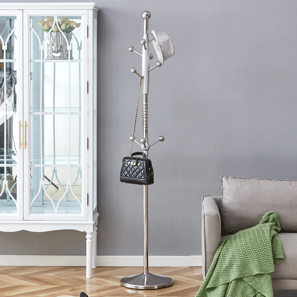 Main Stainless Steel Spray Painted Hanger, Modern Silver Stainless Steel Coat Rack, Solid Wood Reinforcement At The Bracket, 72 Inch Raised Design With Detachable Bracket (Gold Optional)W1151P276821