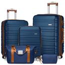Luggage Sets 5 Piece with Duffel Bags, Hardside Expandable Suitcases with Spinner Wheels, Blue