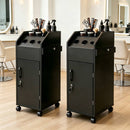 Set of 2, Salon Station for Hair Stylist, Black Beauty Barber Station, Salon Trolley Cart with Wheels, Mobile Organizer for Salon, Spa, Barbershop