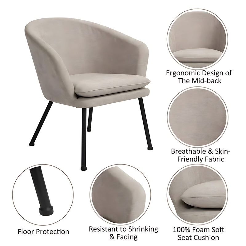 Modern Accent Chair with Ergonomic Mid-Back Support