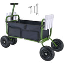 Beach Fishing Cart, 300 lbs Load Capacity, Foldable Fish and Marine Cart with Four 11' Big Wheels Rubber Balloon Tires, Heavy-Duty Steel Pier Wagon Trolley with 8 Rod Holders for Picnic