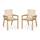 BELFAST Dining Chair Set of 2 with Teak Frame and Beige Textile for Outdoor Use