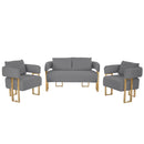 TS Modern Decorative Chair, Grey Teddy Fleece Upholstered Side Chair with Gold Metal Legs, No Wheels, Suitable for Living Room, Dressing Area, Reception Room, Office
