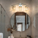 Crystal Wall Sconce, 3-Light Modern Bathroom Vanity Light Over Mirror, Chrome Wall Light Fixtures, Luxury Indoor Wall Mount Lamp for Living Room, Bedroom, Bathroom