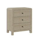 Modern Natural Wood 3 Drawer Chest of Drawers with Soft-Close Glides - Rounded Corners, Silver Handles, 23.6' Width
