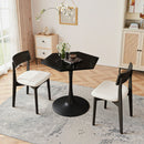 31.50'Modern Hexagonal Coffee Table with Printed Black Marble Table Top,Metal Base, for Dining Room, Kitchen, Living Room