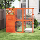70' H Large Outdoor Cat Enclosure, 4-Tier Window Design Outdoor Cat Catio with Weatherproof Roof, 2 Resting Rooms, 2 Platforms, Orange with Colorful Patterns