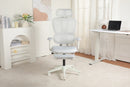 Ergonomic Office Chair with Footrest, High-back Computer Chair with Dynamic Lumbar Support, 2D Headrest & 4D Armrests, Sponge Cushion & Mesh Back, Home Office Chair for Adults, Grey-White