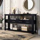 U_STYLE 61.5'' Large Entryway Table with 4 Drawers,Painted Console Table with 3-Tier Open Shelves and Metal Handles,Versatile Hallway Sofa Table for Living Room, Bedroom, Foyer and Kitchen