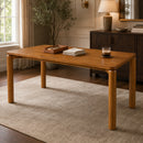 70.28' Rubber Wood Dining Table, Walnut Finish Rectangular Kitchen Table with Round Thick Legs, Solid Wood Dinner Table for Dining Room, Kitchen & Restaurant