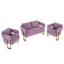 TS Modern Decorative Chair in Lilac Velvet with Gold Metal Legs, 51.18 x 25.20 x 27.17 inches, No Wheels, Ideal for Living Room, Dressing Area, Office
