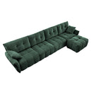 Modular 4-Seater Sofa with Ottoman, Configurable, Solid Wood Frame in Premium Chenille, High-Resilience Cushions, Green