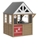 Outdoor Wooden Playhouse Kids Garden Games Cottage with Door Window Sink