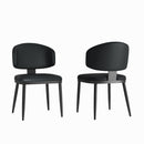 Modern Design Dining Chairs Set of 2 with PU Leather and Metal - Black