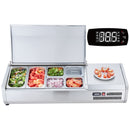 Refrigerated Condiment Prep Station, 135 W Countertop Refrigerated Condiment Station, with 2 1/3 Pans & 4 1/6 Pans, 304 Stainless Body and PC Lid, Sandwich Prep Table with Stainless Guard, ETL