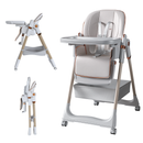 Adjustable Baby High Chair 0-6 Years – Portable Infant Feeding Seat with Safety Belt, Silent Lockable Wheels, White