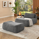Bean Bag Chair Large Indoor Beanbag Sofa , Lazy Beanbag with waist pillow&Ottoman for Bedroom (Grey)