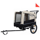 2-in-1 Bike Trailer & Push Cart for Pets - Detachable Bike Hitch & Push Handle Included - All-Terrain Wheels, Quick Release Wheel, Non-Slip Floor, Internal Leash, Holds Pets Up to 88 lbs, Black- Beige