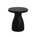Outdoor Travertine MGO Side Table with Black Marble Effect, Lightweight Concrete, 20x20x23 Inches