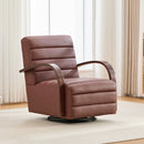 30.3'W Modern Upholstered 360° Swivel Accent Chair with Solid Wood Armrests and Comfy Channel Tufted Lounge Reading Chair, Single Sofa Armchair for Hotel Bedroom Living Room Office and Bedroom. Brown