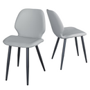 Light Grey Leather Dining Chair with Metal Legs, Shell Shape Upholstered Chair Set of 2 for Kitchen, Restaurant, Living, Meeting Room