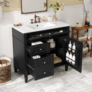 36'' Bathroom Vanity with Top Sink, Modern Bathroom Storage Cabinet with 2 Drawers and a Tip-out Drawer, Single Sink Bathroom Vanity