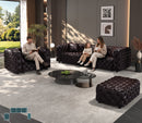 Modern Sofa Set, Faux Leather Upholstered Modular 4-Seater Sectional Couch with Pure Handmade Button Tufted Design, 1 Ottoman & 4 Pillows, Multi Combination for Living Room,Dark Brown