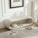 52.17'Wide Chenille Upholstered Bench for Bedroom End of Bed,Modern Shoe Bench for Entryway,equipped with an iron frame,Dining Room, Living Room,Bedroom,Wheat
