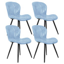 Blue Faux Leather Upholstered Dining Chair Set of 4 with Metal Legs, Thick Foam Cushion & Ergonomic Backrest