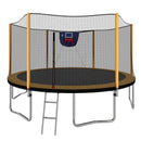 Upgrade- 14FT Trampoline with Basketball Hoop Inflator and Ladder(Outer Safety Enclosure) Orange-A+B