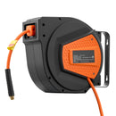 Retractable Air Hose Reel, 1/4 Inch x 50 FT Hybrid Air Hose Max 300PSI, Enclosed Air-Compressor Hoses Reel Auto Rewind with 6.6 ft Lead in & Blow Gun, 180° Swivel Ceiling/Wall Mount