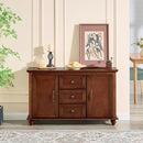 47.3' Mid Century Modern Sideboard Buffet Cabinet with Storage, Wood Storage Cabinet with 2 Doors and 3 Drawers for Kitchen Dining Living Room Entryway, Accent Console Table, Walnut