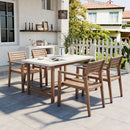 U_STYLE 5-Piece Outdoor Acacia Wood Outdoor Dining Set of 4,59.06-Inch Rectangular Table with Umbrella Hole,Suitable for Patio, Lawn, Garden, Poolside, & Indoor Use