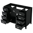 47' Bathroom Vanity Cabinet Only, 2 Doors 8 Drawers, Soft Close System, Classic Black Design with Solid Pine Legs and MDF Construction