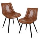Faux Leather Upholstered Dining Chair Set of 2 with Metal Legs, Thick Foam Cushion & Ergonomic Backrest BROWN