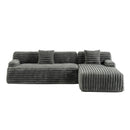 Cloud Sectional Sofa Upholstered Couch with Free-combined Design in Dark Gray Faux Rabbit Fur, 110'