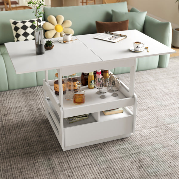 3 in 1 deformed Coffee Tables with Storage Cabinet for Living Room, Coffee Table with  for Dining Room