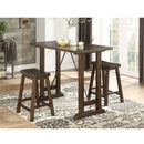 Rustic Aesthetic 3pc Set Counter Height Table with 2x Stools Brown Cherry Finish Casual Dining Furniture