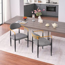 Modern Upholstered Dining Chair with Gold-Accented Armrests - 22'W x 21'D x 30'H, Ergonomic Design for Home Dining Room or Office Use,Set of 2 - Grey Fabric Seat & Black Metal Frame