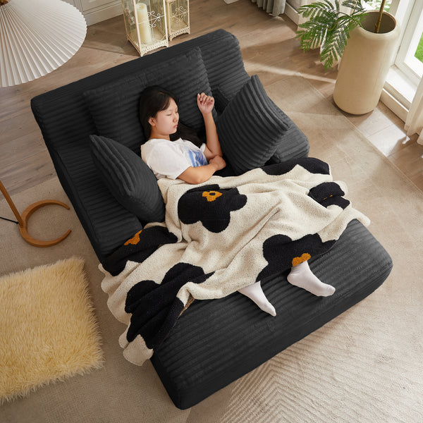 Oversized Chaise Lounge Chair Indoor, Corduroy Upholstered Modern Sofa Couch,No Assembly Required,Comfy Sleeper Sofa for Living Room,Office