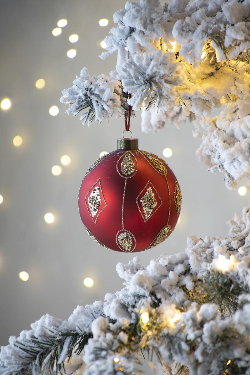 D4.7' Christmas Ball Ornaments, Glass Decorative Hanging Ball Christmas Tree Ornaments for Holiday Party Decorations, Set of 4